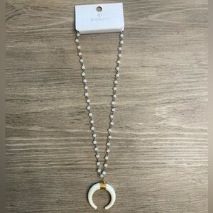 White and Gold Crescent Necklace